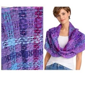 Suantrai of Ireland Purple Open Weave Wool Scarf Colorful Lightweight